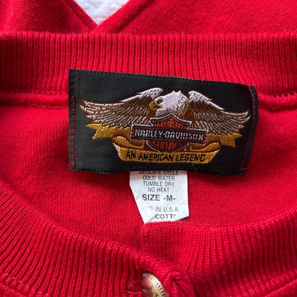Harley-Davidson Silver Button Red Sweater Harley-Davidson on back Women M - Picture 10 of 11